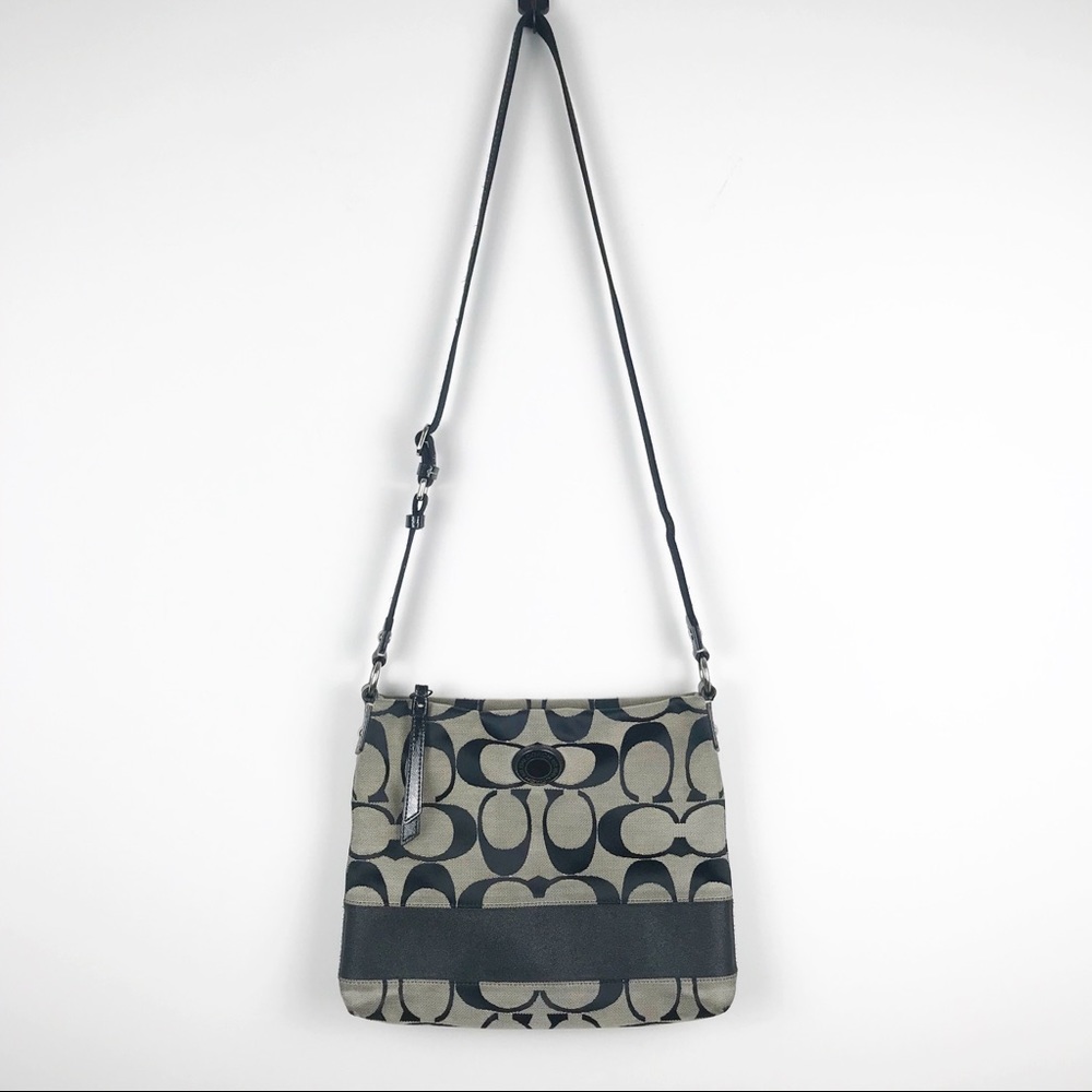 COACH Signature Jacquard Black & Tan Crossbody Bag